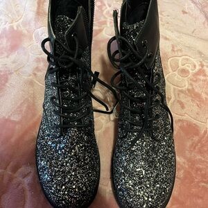 Michael Kors Black Glitter Ankle Boots